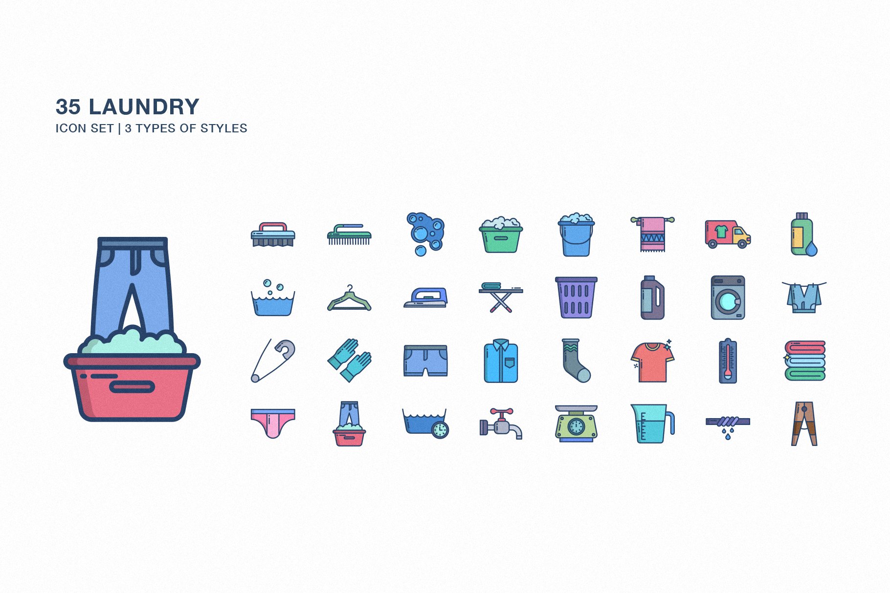 Laundry And Clothes Washing Icon Set - Design Cuts