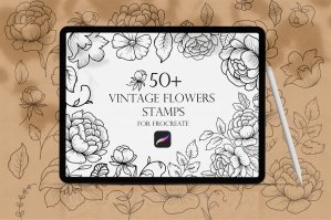 Vintage Flowers Procreate Stamps