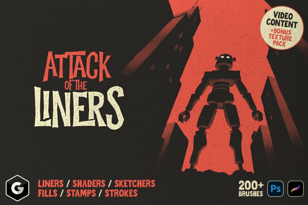 Attack Of The Liners – Photoshop And Procreate Brushes
