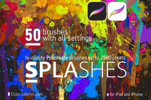 50 Hi-res Splashes Brushes For Procreate