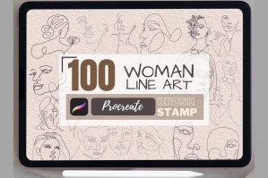 100 Woman Art Brush Stamps
