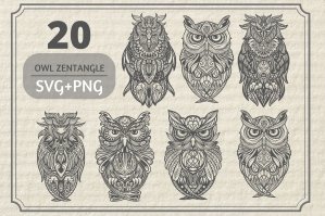 40 Owl Zentangle SVG PNG