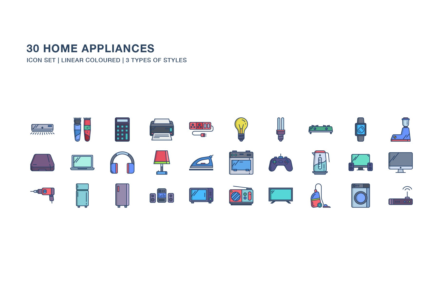 Home Appliances Icon Set Design Cuts 7469