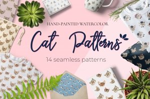 Cat Watercolor Patterns