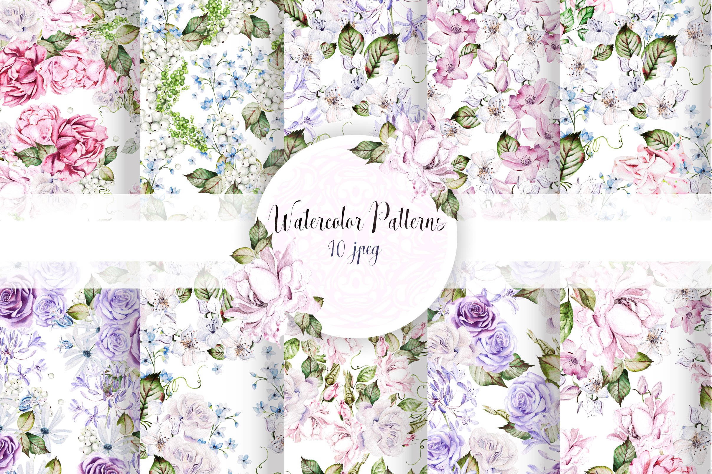 10 Watercolor Wedding Patterns - Design Cuts