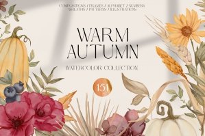 Warm Autumn Watercolor Collection
