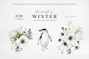 The Breath Of Winter Watercolor Floral Collection