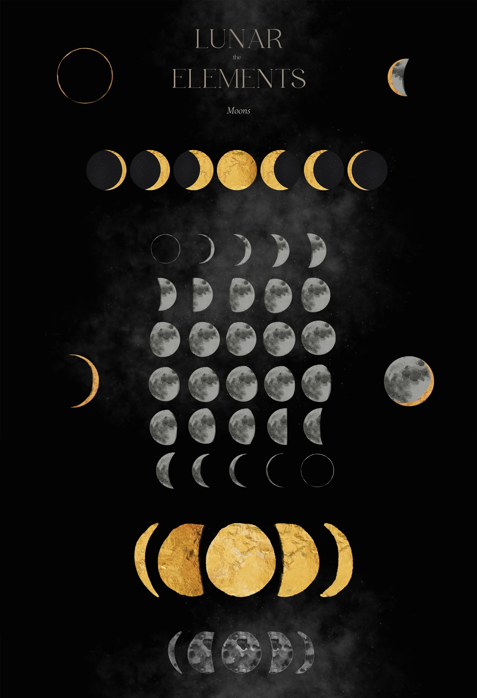 Lunar Calendar 2023 - Night Edition Moon Phases - Design Cuts