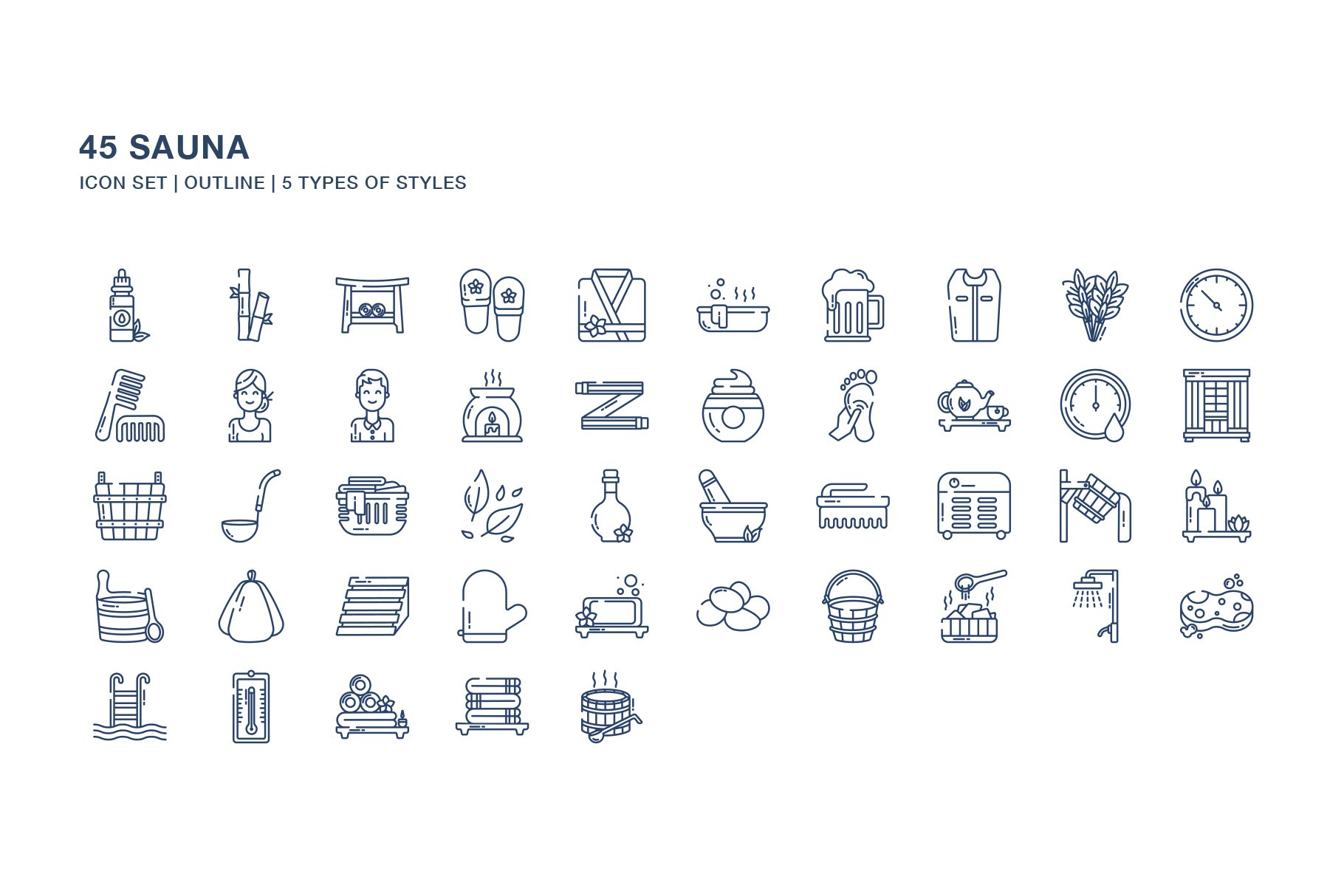 Sauna And Spa Icon Set - Design Cuts