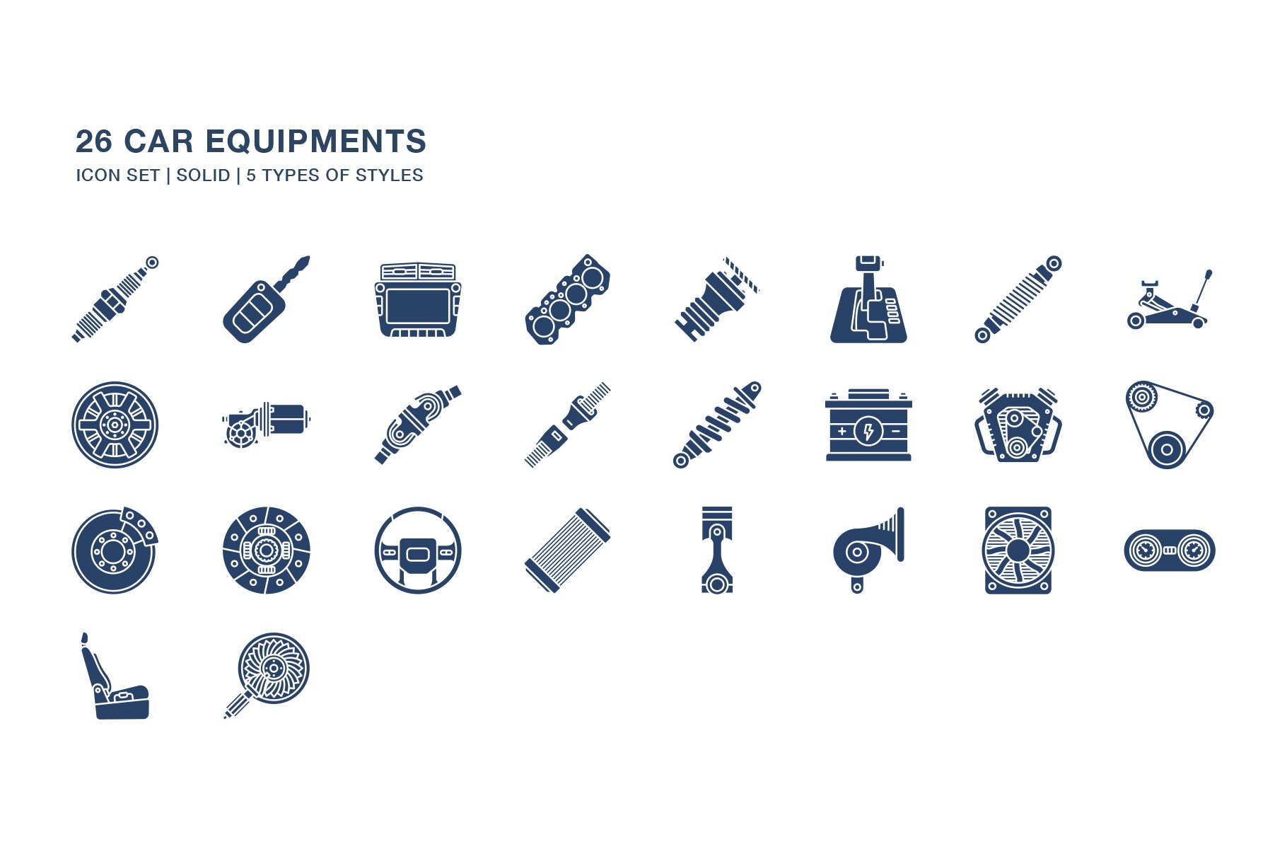 Car Equipments Icon Set - Design Cuts