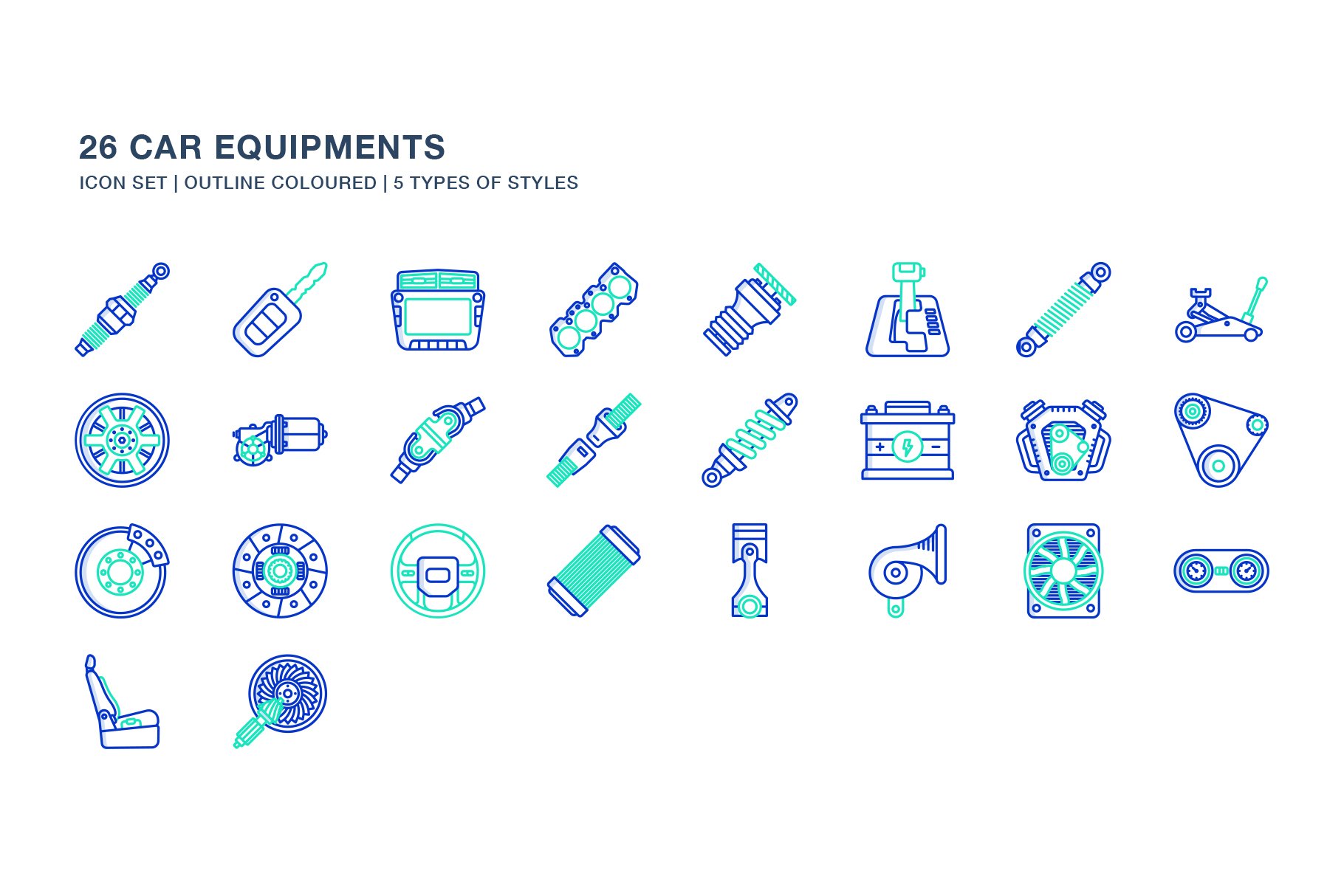 Car Equipments Icon Set - Design Cuts