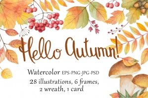 Hello Autumn - Painted Watercolor