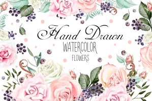 Hand Drawn Watercolor Roses