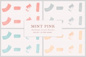 Mint Pink Handmade Acrylic Brushes