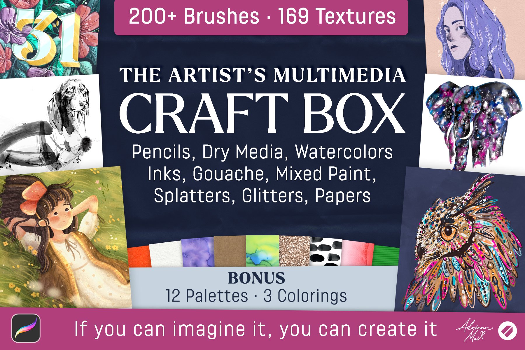 The Artists Multimedia Craft Box - Procreate Brushes - Design Cuts