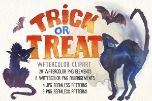 Halloween Watercolor Clipart Set