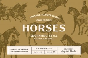 Horses - Vintage Illustration Set