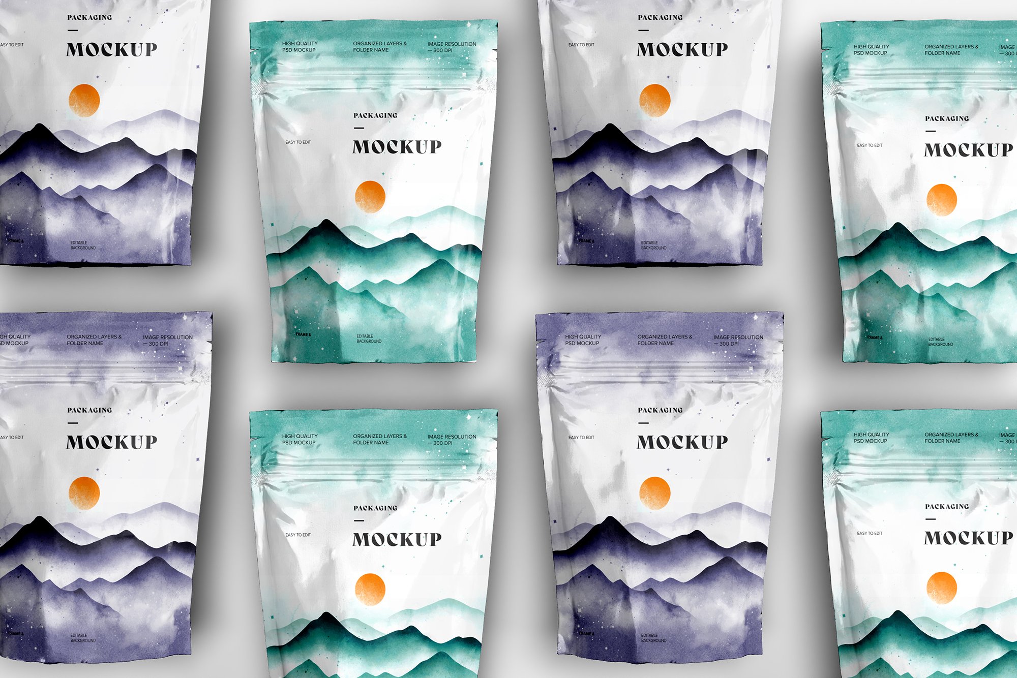 Stand Up Zip Lock Pouch Mockup Set - Design Cuts