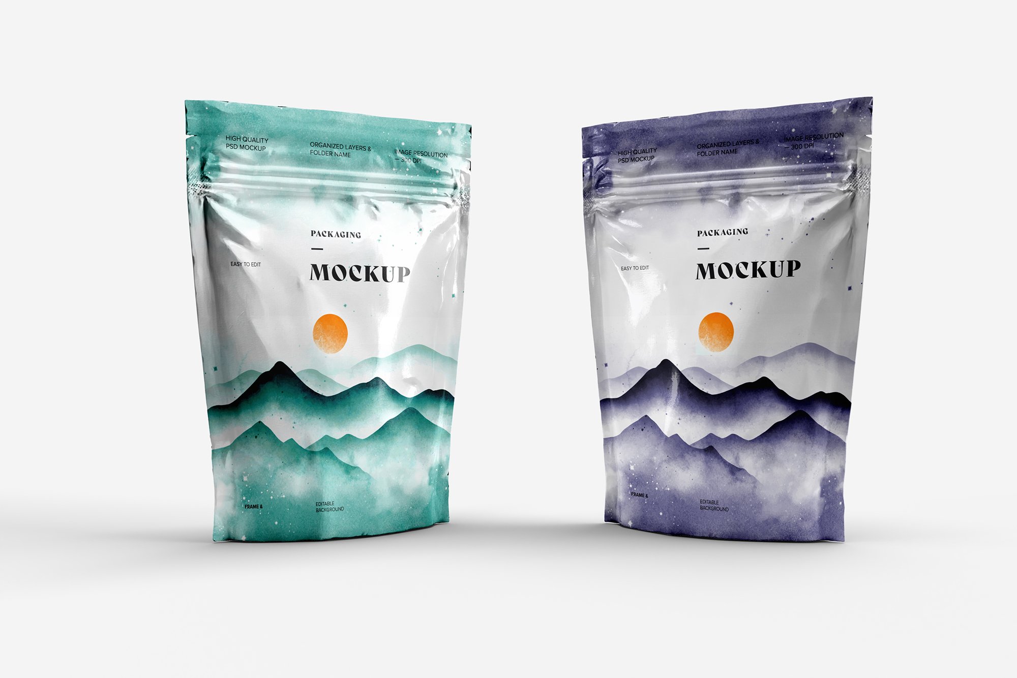 Stand Up Zip Lock Pouch Mockup Set - Design Cuts