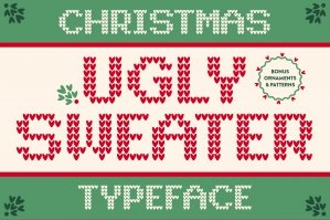 Ugly Sweater Christmas Font And Vector Patterns