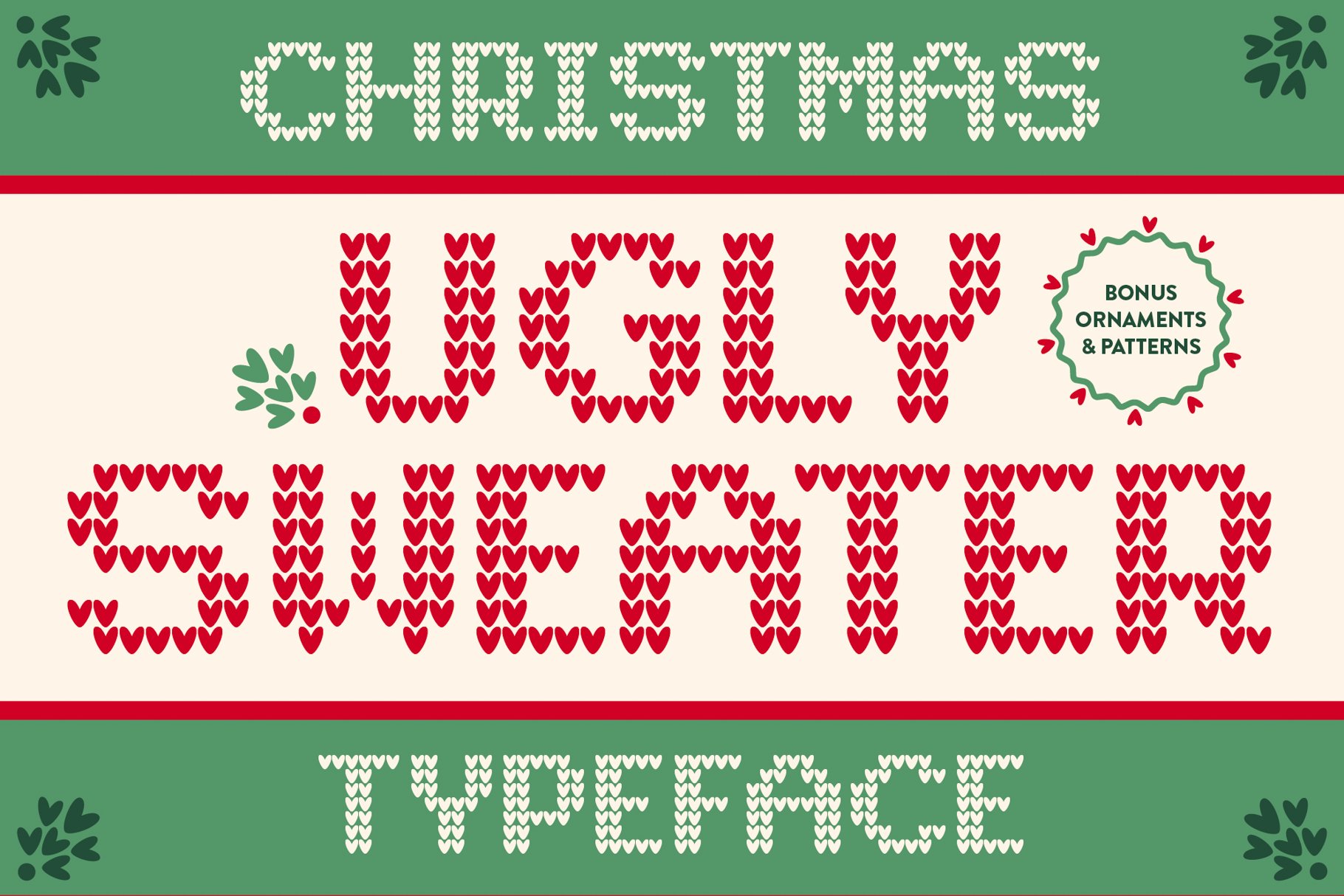 I nåde af Memo sikkerhedsstillelse Ugly Sweater Christmas Font And Vector Patterns - Design Cuts