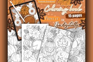 Halloween & Thanksgiving Themed Coloring Pages