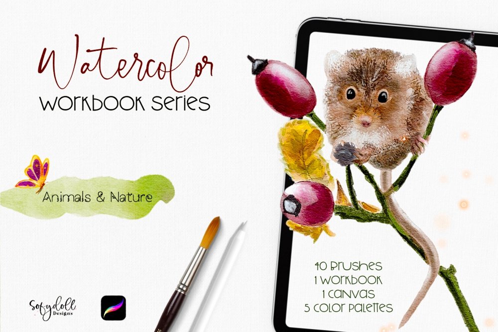 Watercolor Workbook - Animals & Nature - Design Cuts