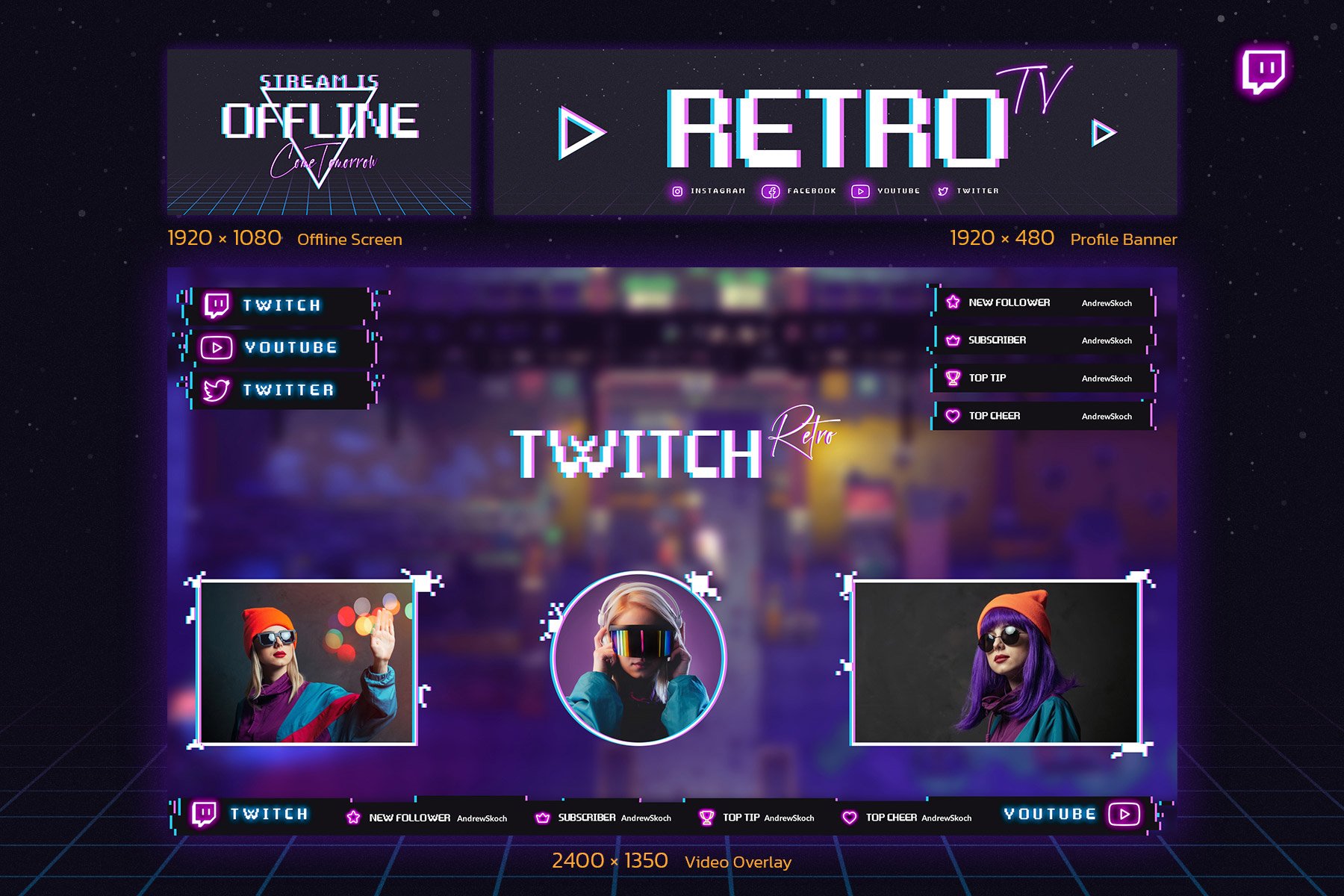 Retro Gaming Twitch Kit - Design Cuts