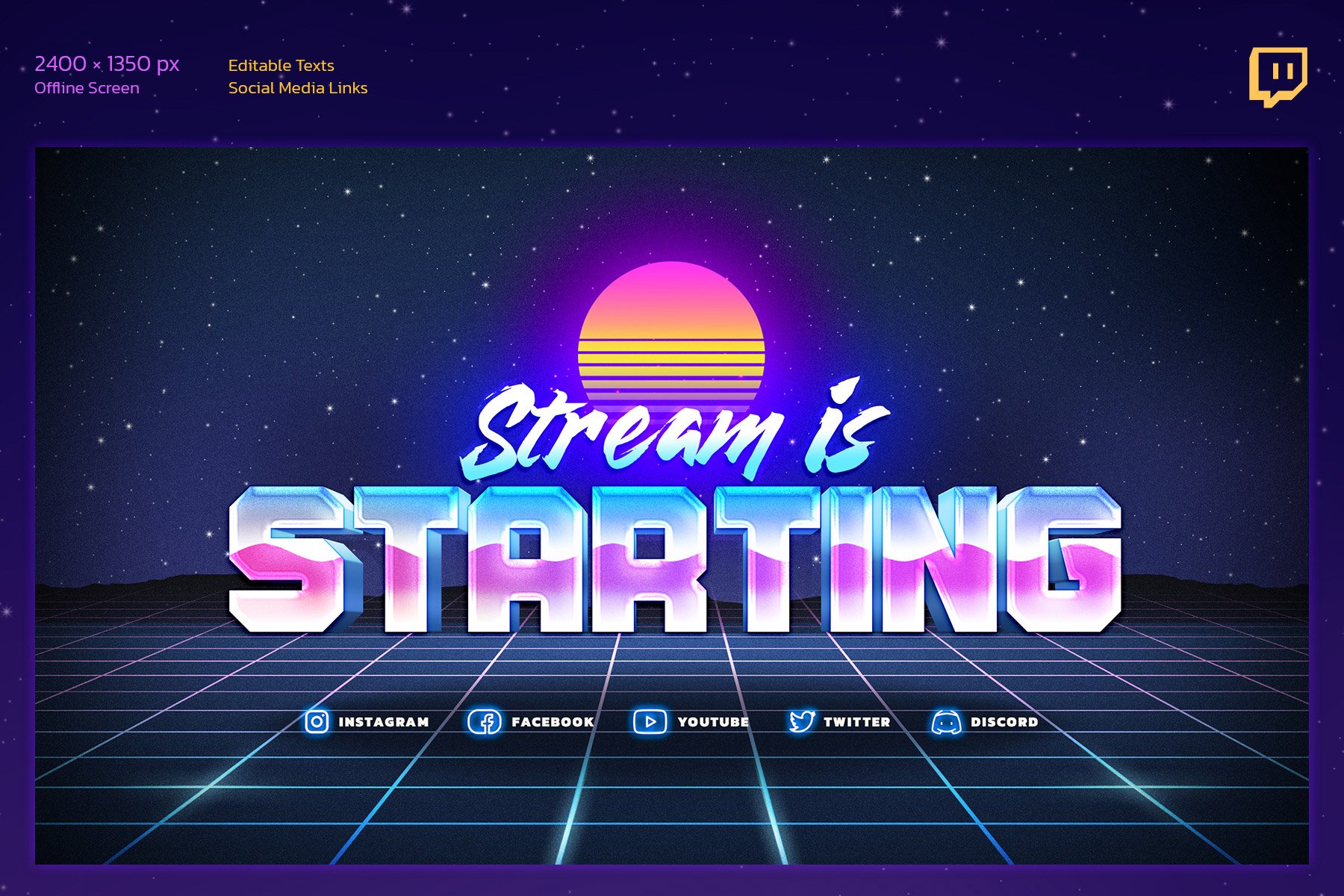 Neon Twitch Gaming Kit 3 - Design Cuts