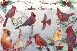 Cardinal Christmas Watercolor