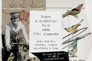 Paper And Scribbles Pack For Collage