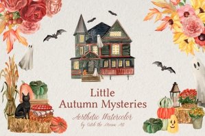 Little Autumn Mysteries Halloween Watercolor