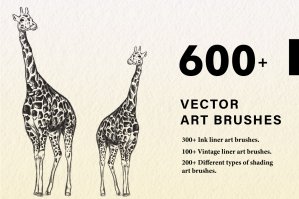 600 Vector Ink Line Art Brushes