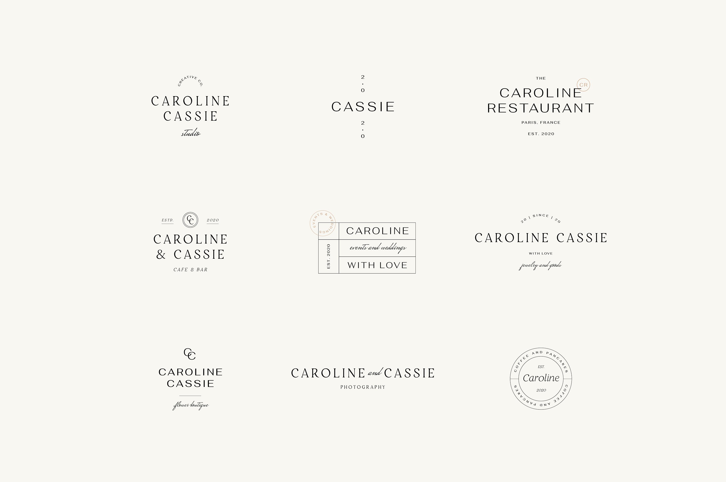 Caroline Minimal Logo Kit AI EPS PSD - Design Cuts