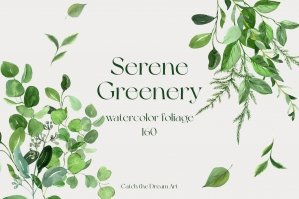 Serene Greenery Watercolor Foliage Collection