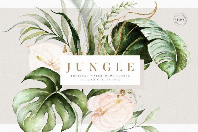 Jungle - Watercolor Tropical Floral Exotic Summer - Design Cuts