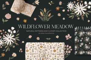Wildflower Meadow Pattern And Clipart