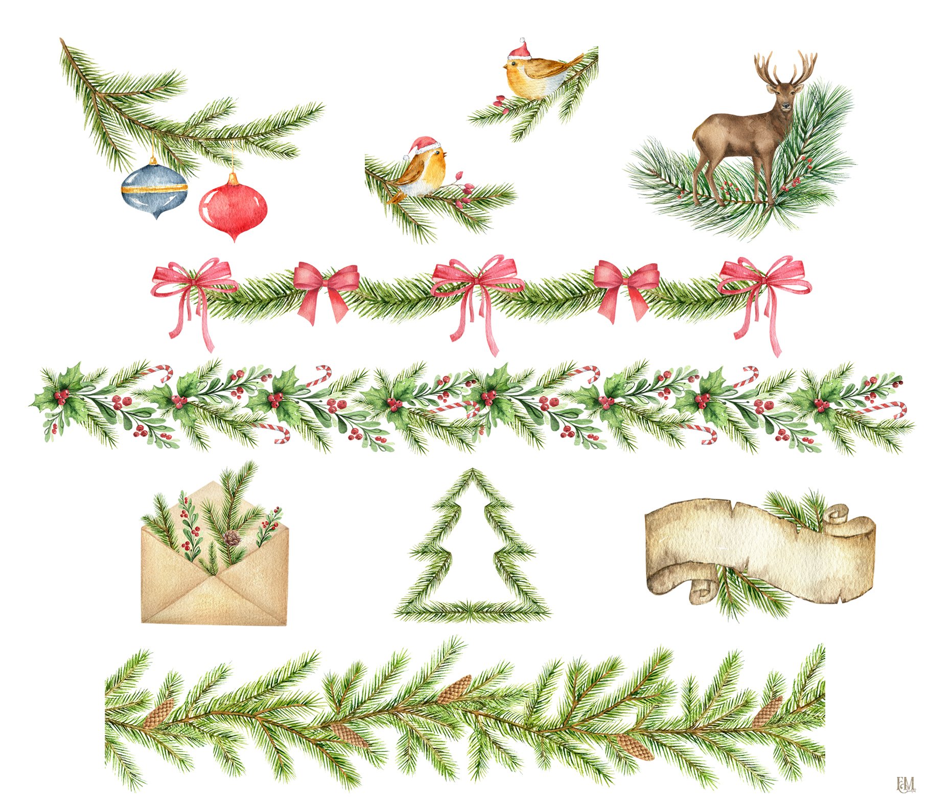 Christmas Watercolor Collection - Design Cuts