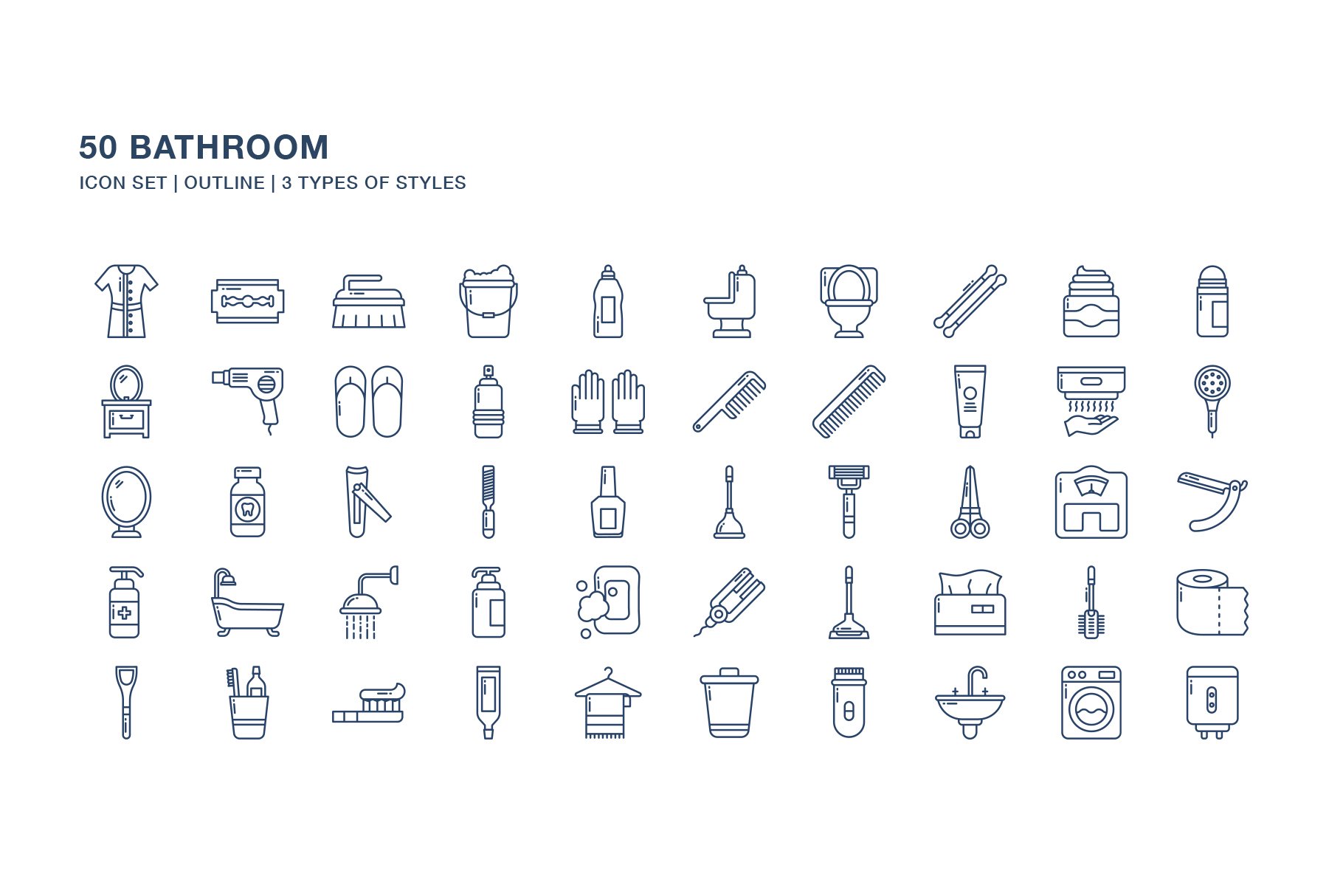 Bathroom Accessories Icon Set - Design Cuts