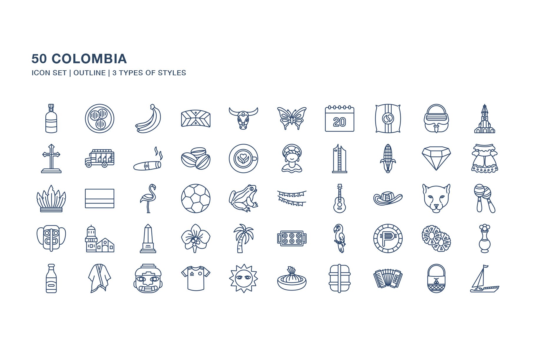 Colombia Icon Set Design Cuts