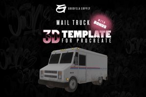 Procreate 3D Template – Mail Truck