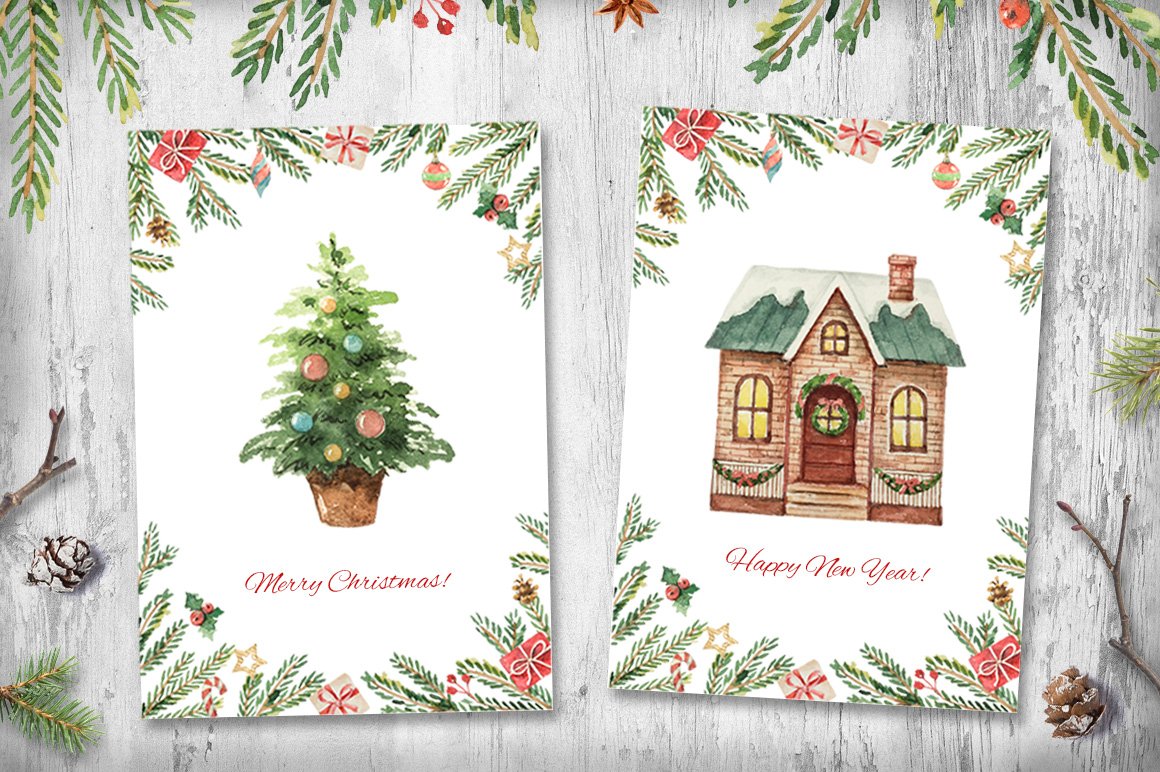 Festive Watercolor Christmas Kit Graphic by Skdesigns · Creative