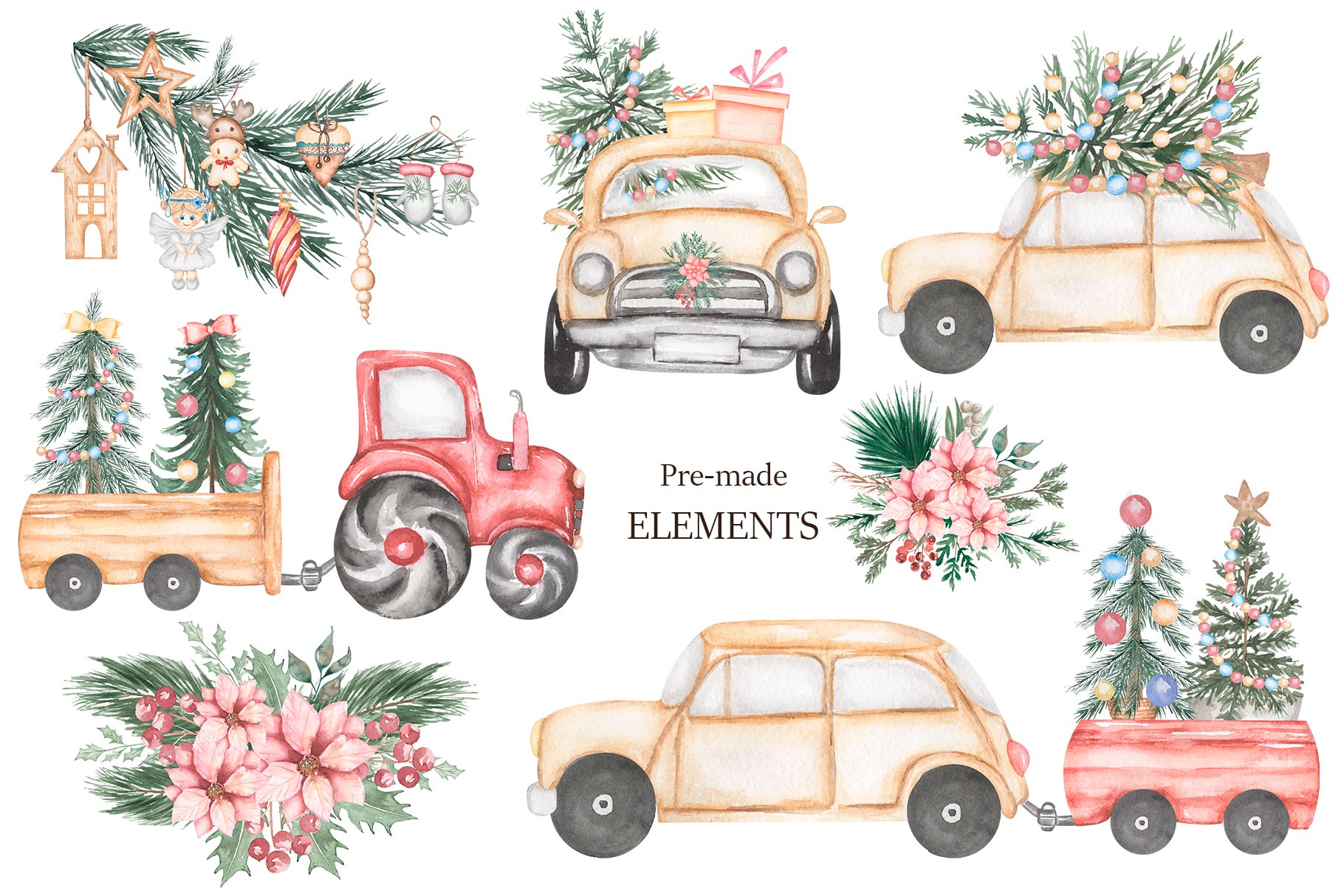 Watercolor Christmas Holidays Collection - Design Cuts