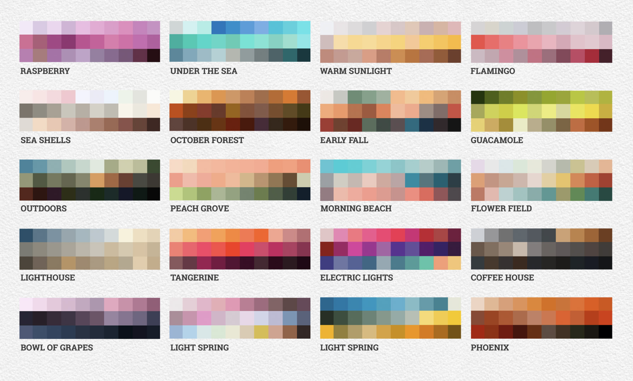 Fabric Color Swatch Light Spring with 30 type-specific Colors