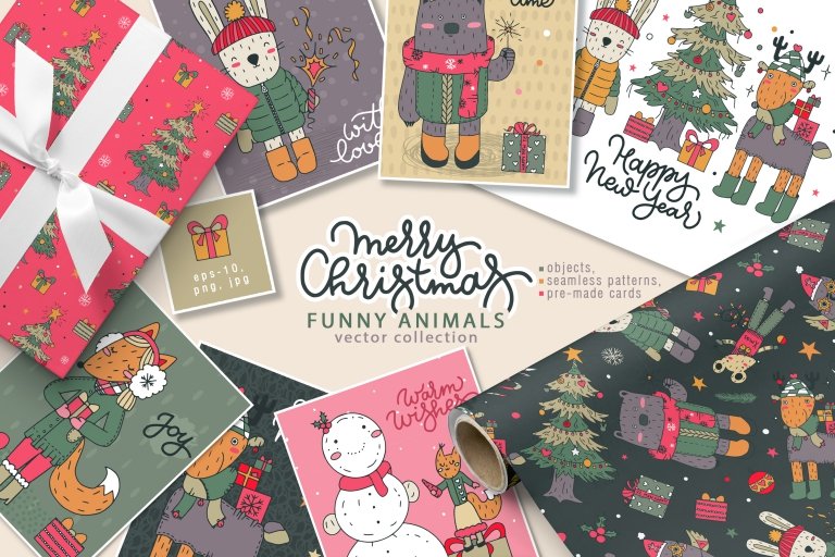 Vector Christmas Animals - Design Cuts