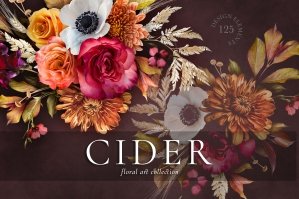 Autumn Cider Floral Clip Art