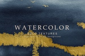 Watercolor Navy Blue Gold Textures