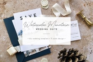 Watercolor Mountain Wedding Suite