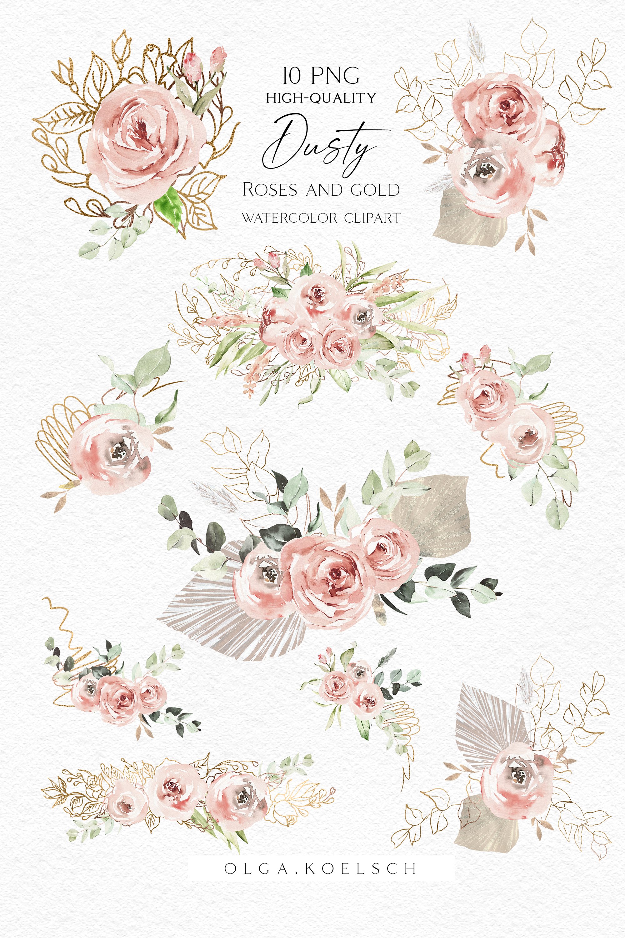 Dusty Roses Boho Watercolor - Design Cuts