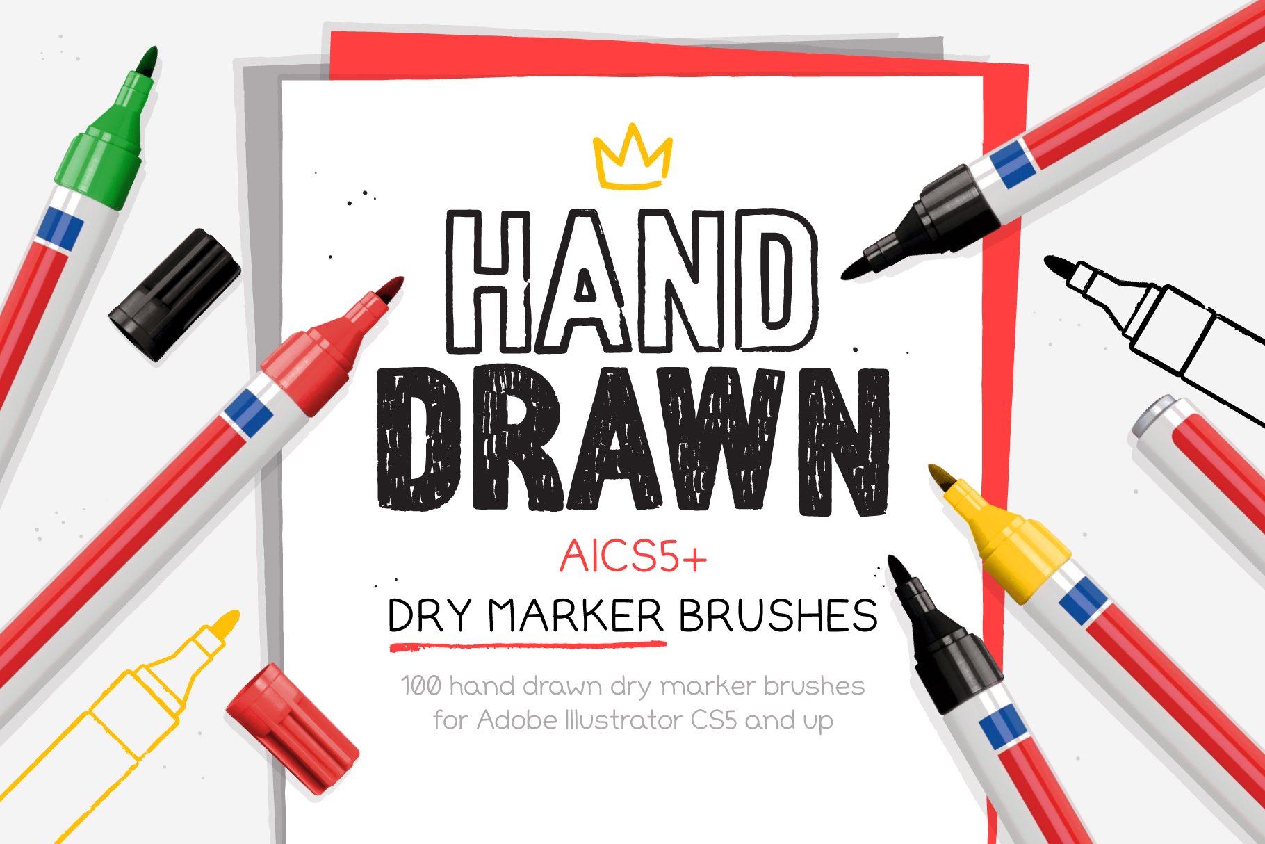 600 Vector Ink Line Art Brushes - Design Cuts